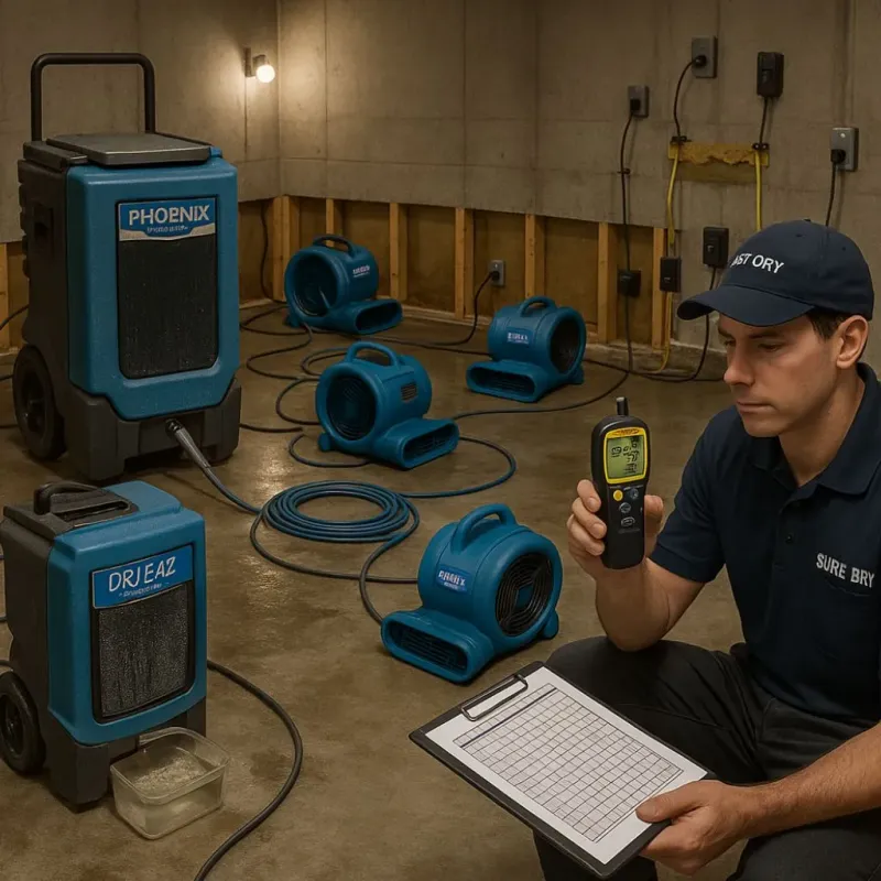 Structural Drying and Dehumidification process in Broussard, LA